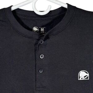 Taco Bell Employee Mens Black Henley Graphic T-Shirt Paint Drip Logo Size M